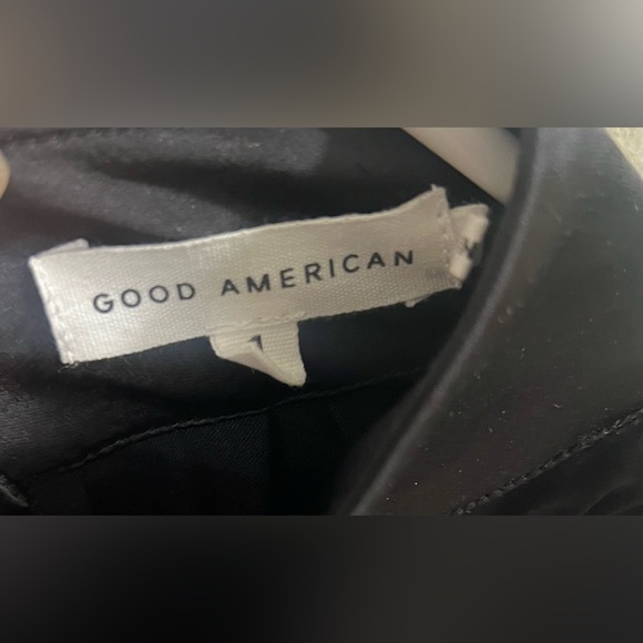 Good American Black Pleated long sleeve bodysuit Blouse women’s size S - Picture 2 of 5